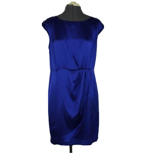 Cynthia Steffe Silk Satin Royal Blue Sleeveless Dress Lace Up 10 Cocktail Party - Picture 1 of 15