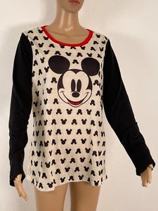 Disney Micky Mouse Sleepwear Size Large Juniors Long Sleeve PAJAMA TOP - Picture 1 of 5