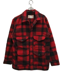 Filson Mackinaw Wool Cruiser Jacket Coat Red x Black Mens Size 42 Pre-Owned - Picture 1 of 4