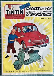 RARE SUPPLÉMENT TINTIN LE JOURNAL DES JEUNES DE 7 A 77 ANS N°371 DU 1/12/55 NEUF - Imagen 1 de 2