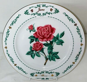 Domesticazioni *MESE NASCITA E FIORE*8 PIATTO INSALATA 1/4"* ROSA GIUGNO - Foto 1 di 2