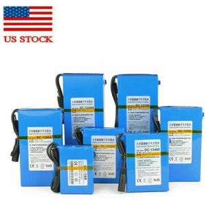 12V DC Rechargeable Lithium-ion Batteries Portable Battery Pack with Charger New - Picture 1 of 38