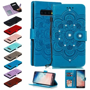 Luxury Leather Diamond Flower Flip Wallet Cover Case For A53 A42 A20E A50 A40 - Picture 1 of 20
