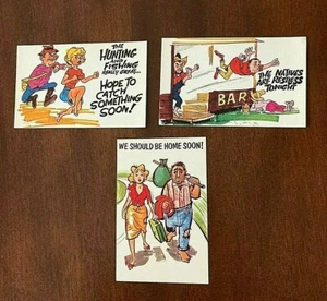 VINTAGE ~ LOT OF 3 ~ COMIC POSTCARDS ~ SCENIC ART ~ UNPOSTED ~ Lot COM #B - Bild 1 von 2