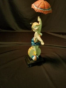 Vintage Depose Italien #947 Lady Clown Zirkus Mädchen mit SONNENSCHIRM Marmorsockel Spinnenmarke - Bild 1 von 8