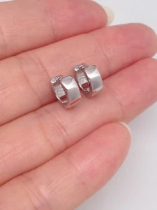 925 Sterling Silver Tiny Small Huggie Hoop Earrings Plain 9mm/6.6 x3mm Men Women - Picture 1 of 29