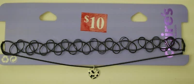 Claire's Black Tattoo & Cow Print Heart Choker Necklaces - 2 Pack (G131424-1) - Image 1 of 4