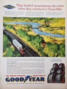 Anuncio impreso Goodyear 1960 arte de pared efímero vintage decoración costillas cruzadas - Imagen 1 de 1