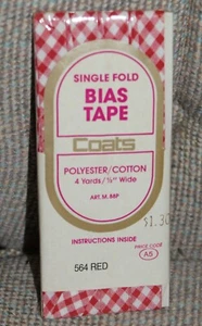 Vintage Coats Clark Red/White Check 1/2" Bias Tape Fast Ship Single Fold 564 - Picture 1 of 2