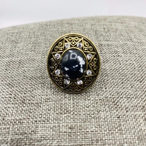 Großer runder Ring schwarz goldfarben Größe 7 - Bild 1 von 4