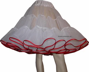 Petticoat 50er Jahre Unterrock Organdy weiß Band rot mittel 58cm - Bild 1 von 2