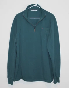 Criquet Mens XXL Green Quarter Zip Pullover Pocket Long Sleeve Casual Shirt - Picture 1 of 4