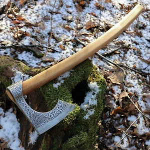 CUSTOM HANDMADE FORGED CARBON STEEL HEAD HATCHET TOMAHAWK HUNTING VIKING AXE - Bild 1 von 7