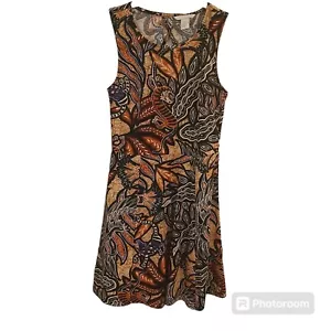 H & M Women's Fit & Flare Leaf Print Sleeveless Dress With Cutout Detail Size S - Picture 1 of 7