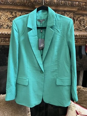Blazer Adriana Papell Verde Vital Talla L ¡Verde Navidad! Bolsillos forrados de flujo de aire Foto 1 de 4