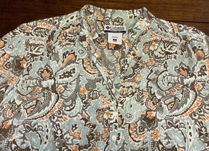 Columbia Paisley Blouse Top Cotton Gauze Tropical Floral XL Multicolor Beautiful - Picture 1 of 6