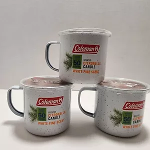 Set Of 3 Coleman Scented Outdoor Citronella Candle in Mug Pine Scented Rustic - Picture 1 of 4