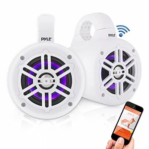 2x Pyle PLMRLEWB47WB Bluetooth wasserdicht Marine Wakeboard Turm LED 4" Lautsprecher - Bild 1 von 7