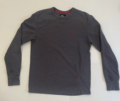 Volcom Shirt Mens Size M Gray Solid Thermal Long Sleeve Skater Y2K Embroidered - Image 1 of 4