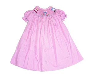 Mädchen Vintage ORIENT EXPRESS gesmoktes Bischofskleid 12 Monate rosa Schloss Prinzessin - Bild 1 von 4