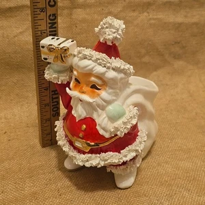 Vintage Inarco Weihnachtsmann Übertopf Spaghetti Borte Geschenk Japan Folie Aufkleber - Bild 1 von 11