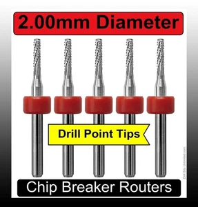 2.0mm Router Bit Carbide 1/8" Shank Chip Breaker Drill Point FIVE Pieces urc156 - Picture 1 of 5