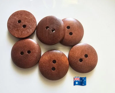 10pcs 20mm Vintage Style Brown Wooden 2 Hole Buttons - Image 1 of 2