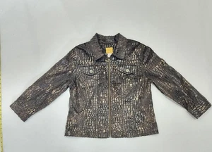Ruby Rd Womens Jacket Size 10 Brown Snake Skin 3/4 Sleeve - Picture 1 of 12