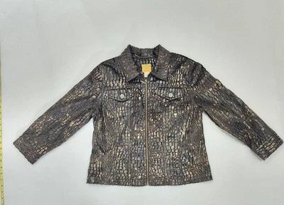 Womens Jacket Ruby Rd Size 10 Brown Snake Skin 3/4 Sleeve - Image 1 of 4