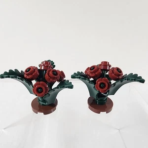Lego X2 Plantas Arbustos Flor Dk Rojo Ciudad Amigos Sin usar, en caja Curvado Dk Verde Hojas - Imagen 1 de 4