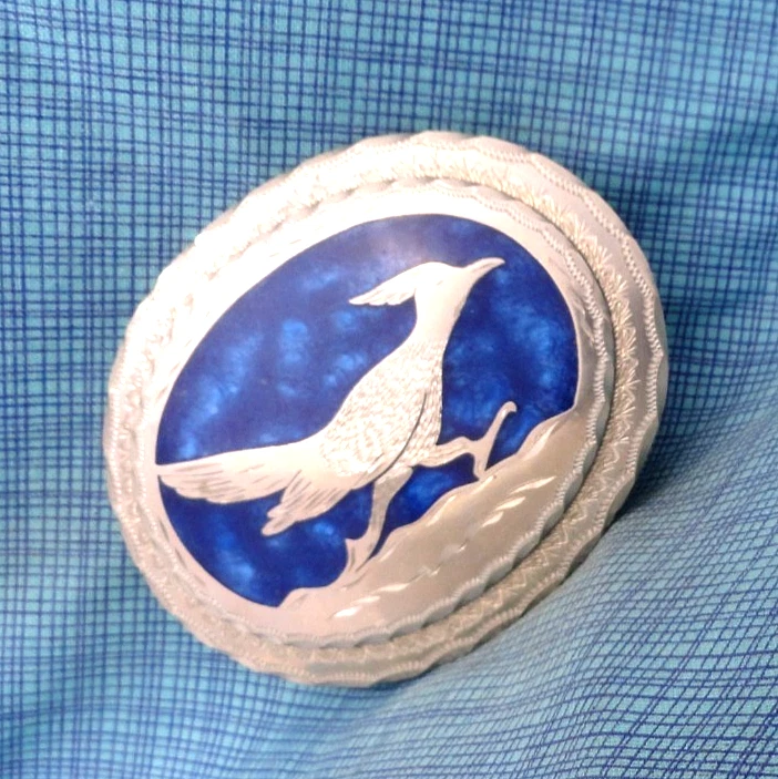 Пряжка для ремня Roadrunner немецкая серебряная юго-западная пустыня с автографом ремесленника .GMP406 - Изображение 1 из 4