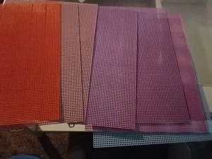 NEW 7 Sheets Quick-Count  Mesh Plastic Canvas Pastel Mix Colors 13.5"x10.5" - Picture 1 of 6