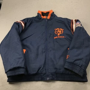 VINTAGE Chicago Bears Jacket Mens XL Pro Player Blue Black Reversible Puffer 90s - Picture 1 of 11