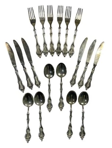 MAZEL EP Zinc Vintage Silver Plated Italy 18 Piece Cutlery 6 Forks Knives Spoons - Picture 1 of 16