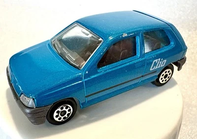 Rare! Vintage Majorette Renault Clio Hatchback 1:64 - 207 Blue w/ Metal Base - Image 1 of 4