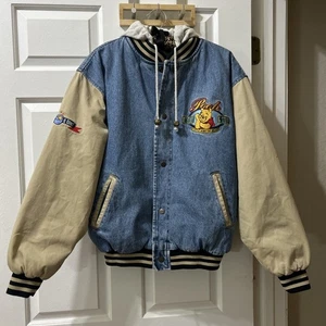 WALT DISNEY NWOT JEAN JACKET SMALL " SILLY OLD BEAR WINNIE THE POOH " BOMBER - Picture 1 of 23