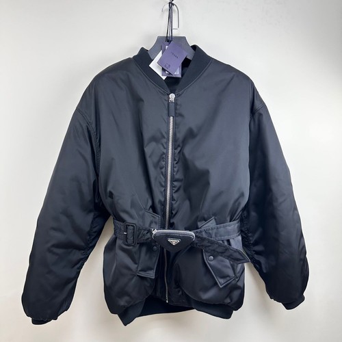 Prada Bomber imbottito con cintura in nylon nero S 122624894