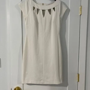 Laundry by Design White Dress Cutout Neckline Sleeveless Sheath Party Career - Picture 1 of 10