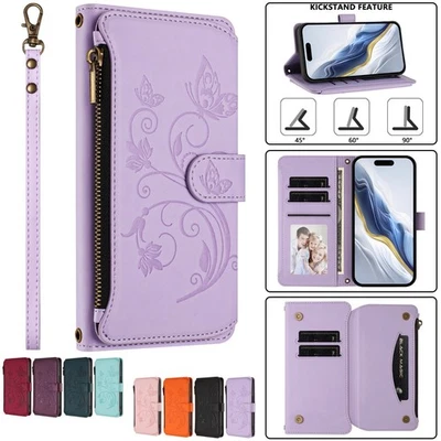 For Moto G Stylus/Pure/Power/G Play/G 5G 4G 2025 Leather Card Zipper Case Cover - Image 1 of 4