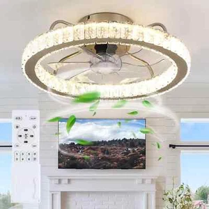 LED Decken Ventilator Leuchte dimmbar Wohnzimmer Kronleuchter Lampe mit Fernbedienung Windqogoz - Bild 1 von 11