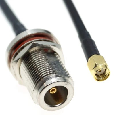 RG58 N female Nut to RP-SMA male plug Lot RF coax jumper Pigtail coaxial cable - Image 1 of 3