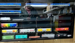 Train Display Case HO Scale Black Cabinet Railroad Car Locomotive Wood Frame USA - Picture 1 of 13