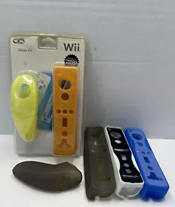 Nintendo Wii Glove Kit New Orange And Yellow And 3 Controller Used Sleeves - Picture 1 of 6
