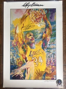 LeRoy Neiman Shaquille O'Neal "Shaq" Dual  Signed Lithograph Print Beckett COA - Picture 1 of 7