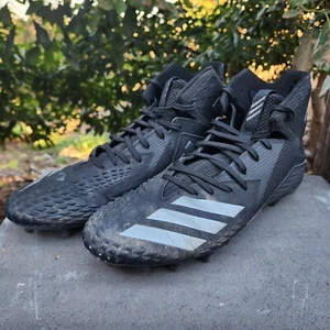 Adidas Sz 12 Freak X Carbon Mid Black Silver Football Cleats CG4404 - Picture 1 of 9