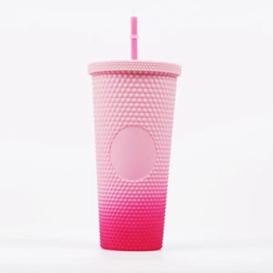 24oz Matte Studded Tumbler, Reusable Plastic Water Bottle Travel Coffee Cup - Picture 1 of 22