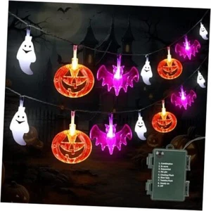 20FT Halloween Lights 30 LED Pumpkin Bat Ghost 3D Battery Operated String - Picture 1 of 8