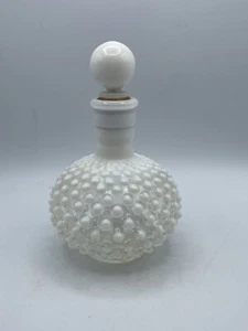 Fenton Hobnail Clear Milk Glass Perfume Cologne Bottle with Stopper - Picture 1 of 5