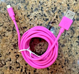 10ft USB-A to iPhone Cable Fast Charging/Data Transfer Cord Pink - Picture 1 of 3
