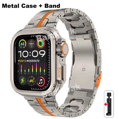 Metal Band+Case For Apple Watch 9 8 7 6 5 4 44/45mm iWatch Strap Change To Ultra